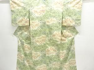 アンティーク　枝葉模様織り出し手織り紬着物